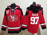 49ers 97 Nick Bosa Red All Stitched Sweatshirt Hoodie,baseball caps,new era cap wholesale,wholesale hats